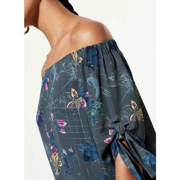 BABATON Aritzia Malik Off Shoulder Floral Blouse Sz Medium - Picture 2 of 8